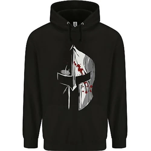 Gym Training Top Spartan Helmet MMA Mens 80% Cotton Hoodie