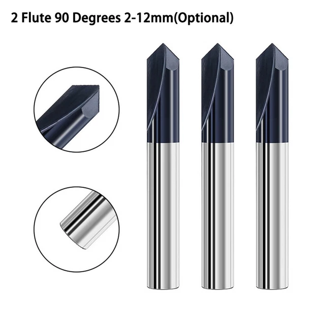 1x Tungsten Steel Chamfer Cutter 2 Flute Bevel Cutting For Chamfering/Deburring