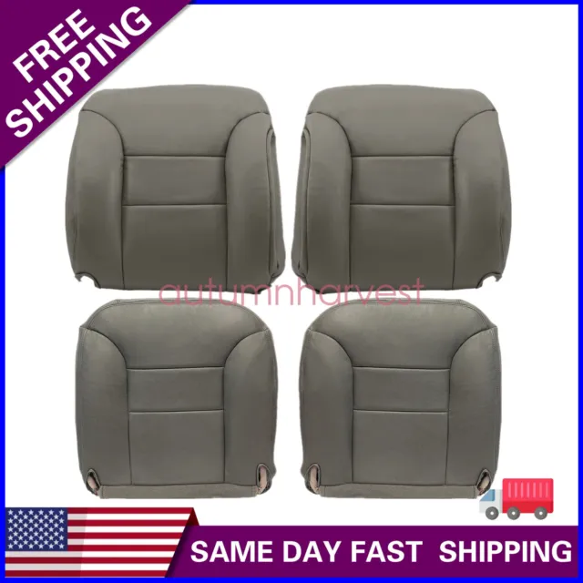 For 1995-1999 Chevy Tahoe Driver Passenger Bottom Top Leather Seat Cover Gray
