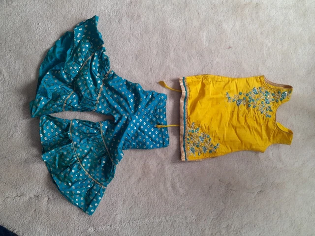 choli indiano chaniya (giallo e blu)