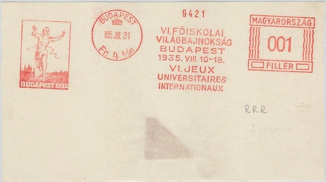 51061 - HUNGARY - POSTAL HISTORY - UNIVERSITY GAMES Athletics 1935 - RARE!!