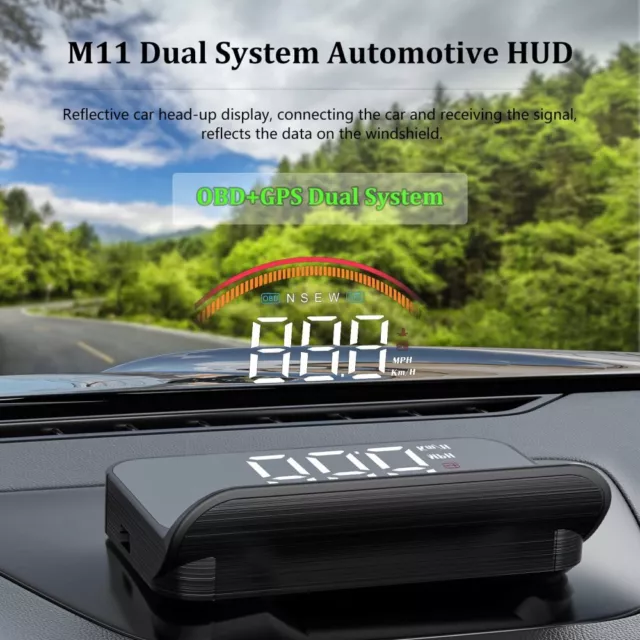 Auto HUD Head-Up Display OBD2 GPS Tachometer Anzeige Alarm Umgebungs Licht KFZ