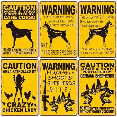 Vintage Poster Retro Dog Tin Sign Metal Danger Beware Warning Wall Decor Plaque