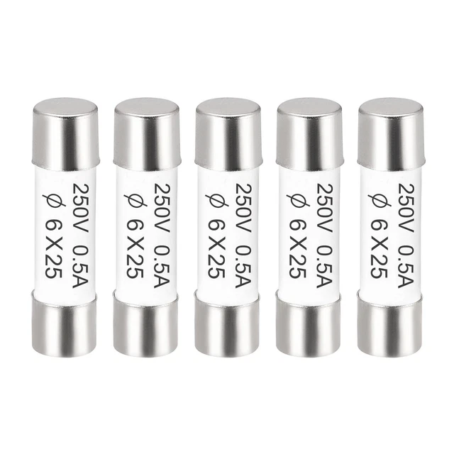 Céramique Fusibles à Cartouche 0.5A 250V 6x25mm Fusibles pour Amplificateur 5Pcs