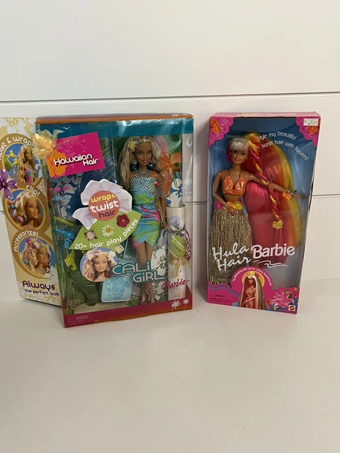 Barbie"Cali Girl Barbie Hawaiian Hair Wrap & Twist Hair " & Hula Hair Barbie Barbie"Cali Girl Barbie Hawaiian Hair Wrap & Twist Hair " & Hula Hair Barbie