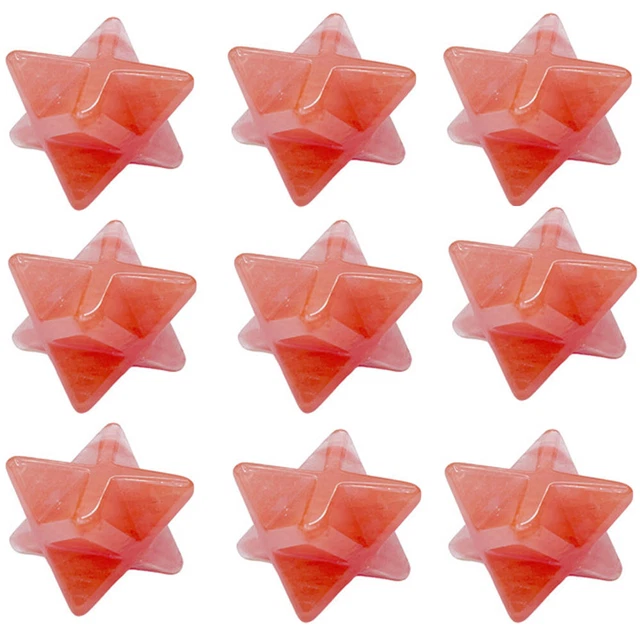20pcs 25mm Cherry Quartz Stone Merkaba Star Healing Reiki Adventurine Decor