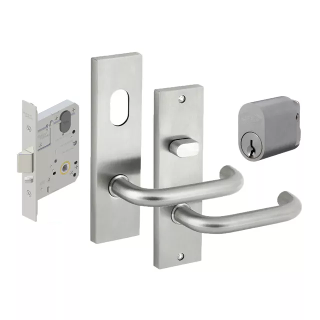Kaba Entrance Door Pack MS2 Mortice Lock Cylinder Plate with Snib Hole & Lever