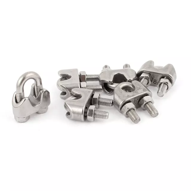 8mm 5/16" Stainless Steel Wire Rope Cable Clamp Clips 6pcs