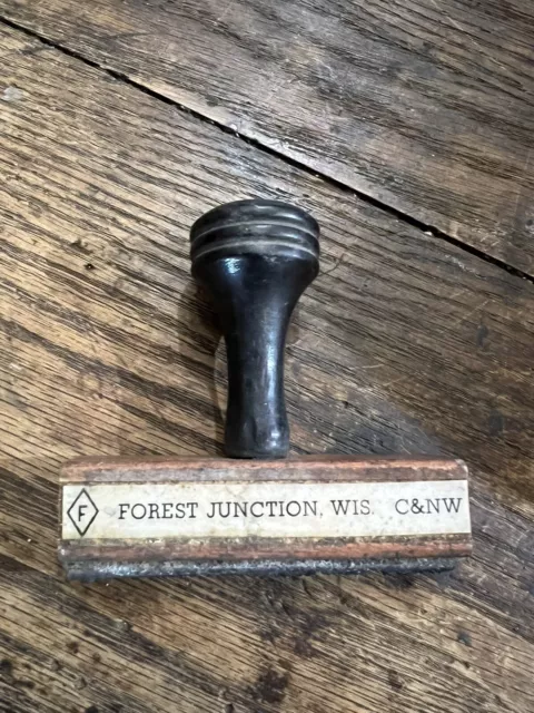 Vintage Railroad Rubber stamp forest junction wisconsin C&NW RR