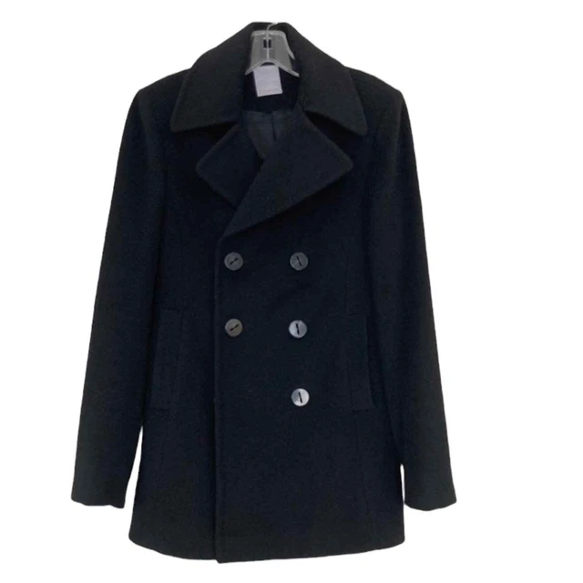 Fleurette Loro Piana 100% Lambswool Black Peacoat Sz 12