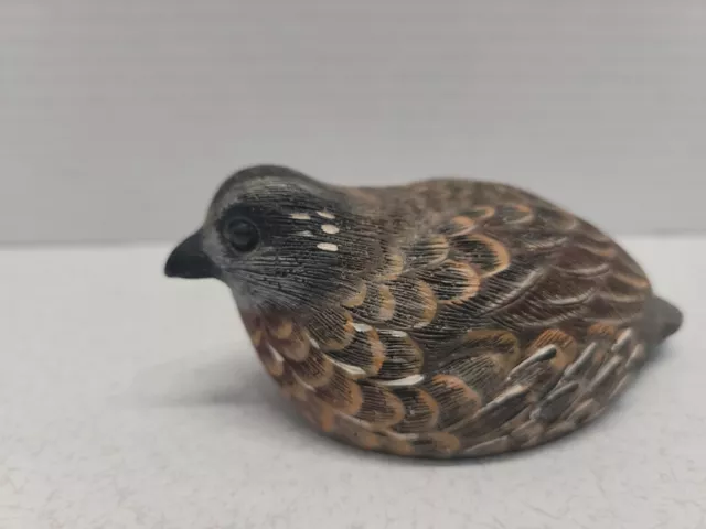 Quail Partridge Hand Carved Painted Wood Resin Beautiful Detail 2" Tall