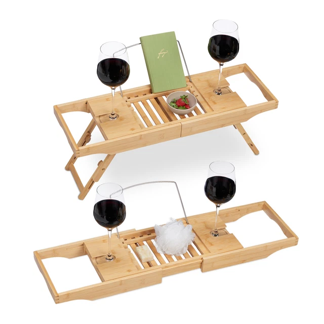 Planche De Baignoire Ergonomique Plateau De Bain Extensible 55-81cm - Support Pour IPad, Livres Et Verre