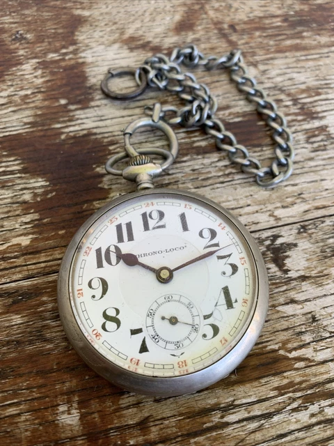 MONTRE GOUSSET  EN ACIER  MECANIQUE A REMONTOIR CHRONO LOGO 55 mm