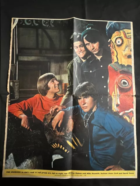 #01a  THE MONKEES Sunday Comics Section Poster 1968  Mickey Dolenz, David Jones