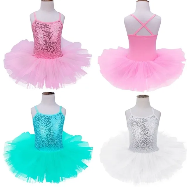 UK Kids Girls Ballet Dance Dress Tutu Skirt Gymnastics Leotard Dancewear Costume
