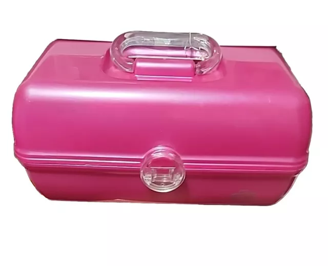 Vintage 90's Caboodles Mirror Pink Satin Jelly Makeup Case Cosmetic Pageant  2622