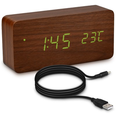 Minimalista Allarme Digitale LED Indicatore del Tempo Venature del Legno dal Design Moderno Mini Secchio viene fornito con Cavo USB per Bambini Sveglia Elettronicheper Camera Dormienti Giovani 