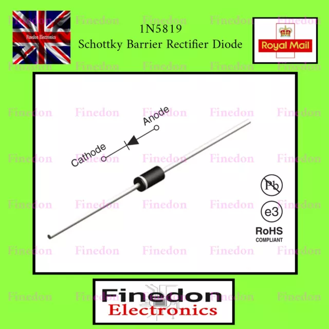 1N5819 SCHOTTKY Diode 40V 1A DO41 Pack Size: 1, 5, 10 UK Seller