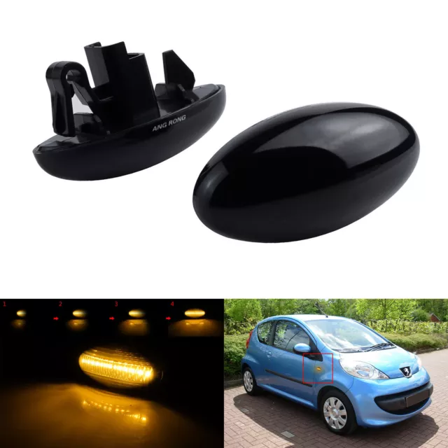 Dynamique LED Feux Clignotant Répétiteur Noir Pour Citroën C1 C3 Xsara Picasso