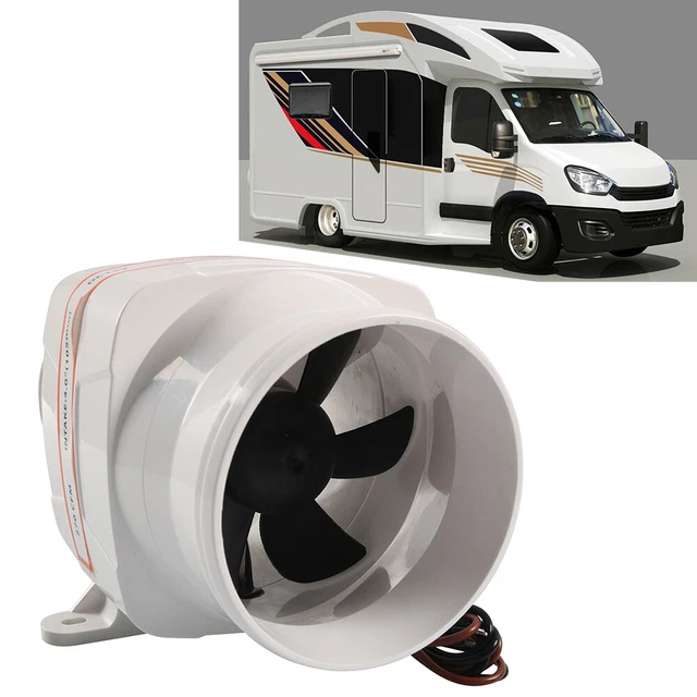 4 Inch 12V 270CFM 6 Blade White Marine Boat Bilge In-Line Air Blower ABS