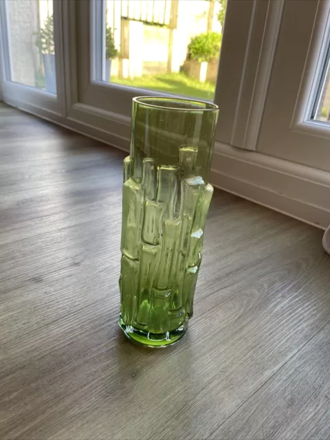 Vintage Aseda Sweden Modern Green Art Glass Bamboo Vase