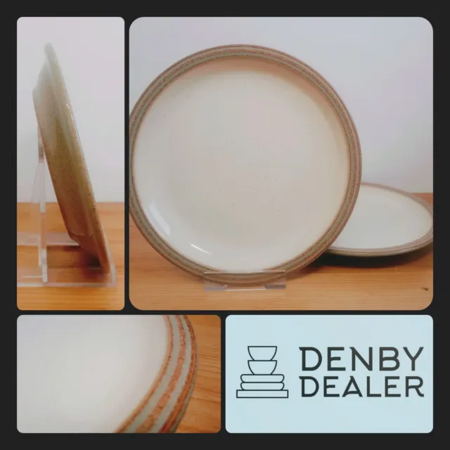 2 x Large Dinner Plates - Denby Camelot - 26cm / 10.25" - UK Vintage Cream Green