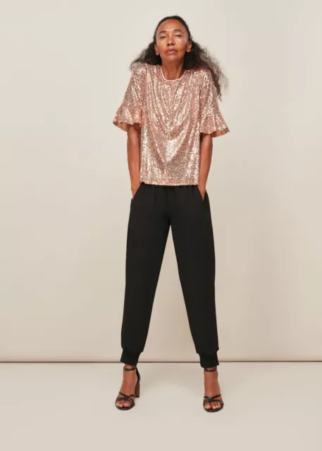 Whistles Sada Sequin Top UK 10 BNWT Champagne Sparkly Shiny Christmas  RRP 109 3