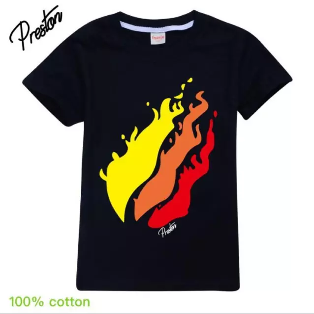 Kids Boys Girls Flame Pizza Ice-cream T-Shirt Short Sleeve 100% Cotton Tee Tops