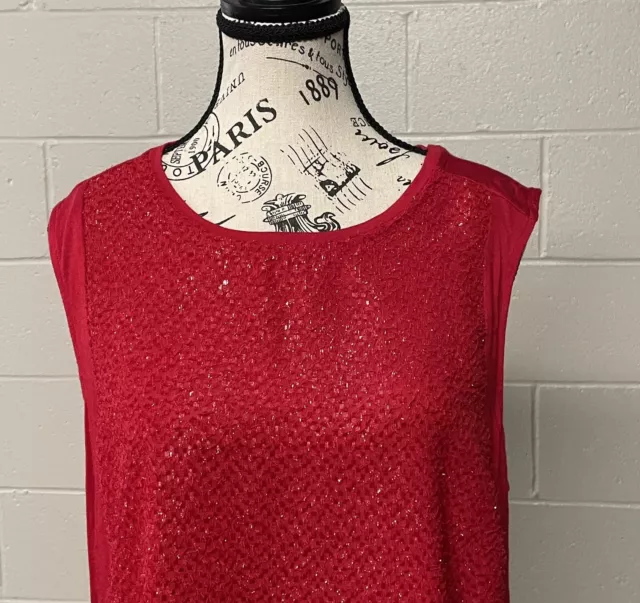 Apt 9 Women’s XL  Knit Sleeveless Tank Top Red Shimmer