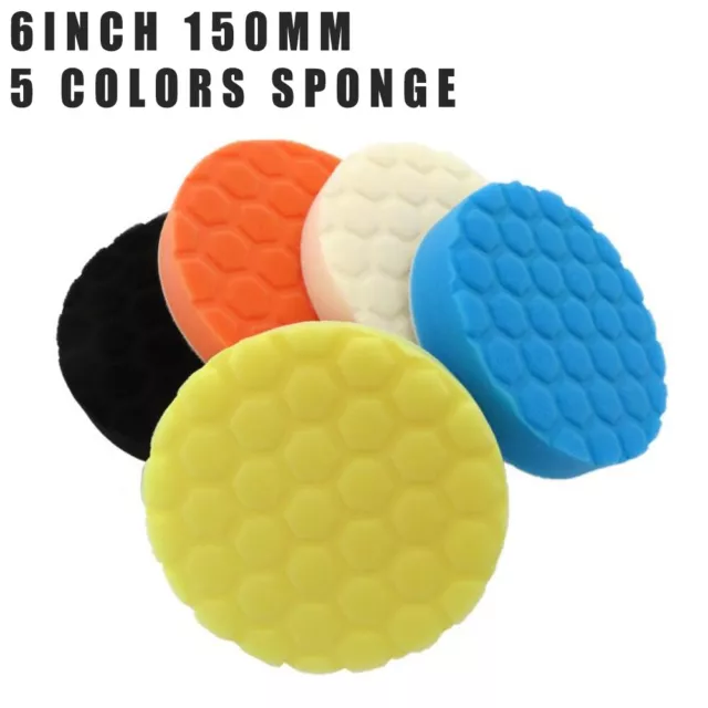 5x 150mm Car Polisher 6 inch Sponge Polishing Waxing Foam Buffing Pads Kit Set