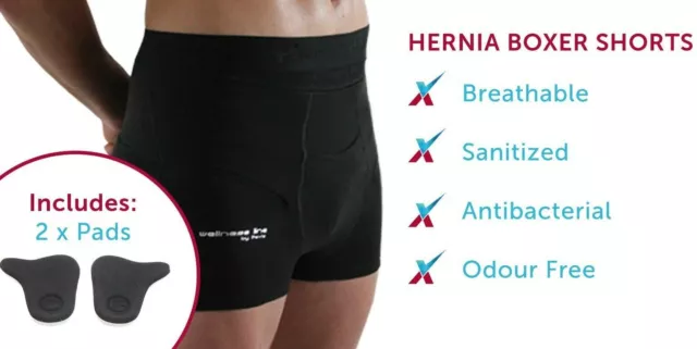 Leistenbruchunterstützung Kompression Boxershorts, Skrotal Hernienunterstützung mit Pads 2