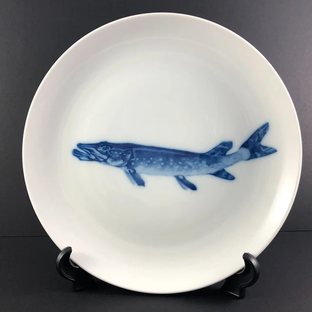 VINTAGE LORENZ HUTSCHENREUTHER LHR Germany Flow Blue Fish Plate 9.5 ...