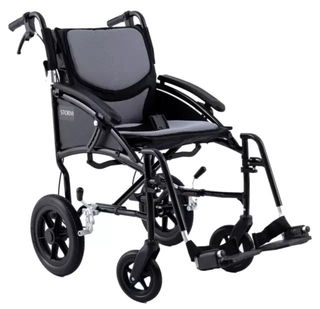 Ultra Lightweight Stylish Transit Attendant Propelled Padded Folding Wheelchair