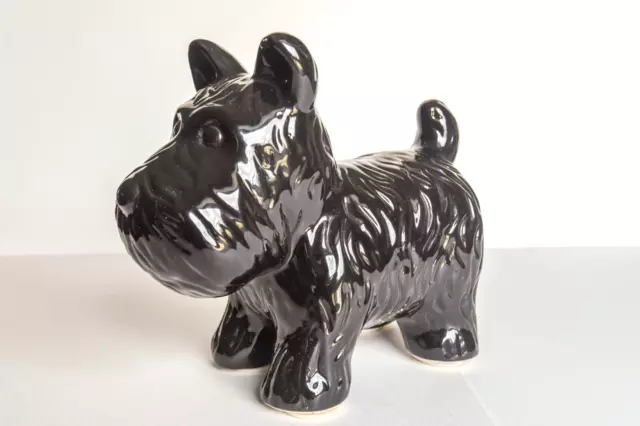 Vintage Black Porcelain Scottish Terrier Dog Figurine -Scotty Large 8” x 7”