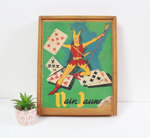 ANCIEN JEU NAIN jaune NK Atlas avec jetons bois et os EUR 5,50