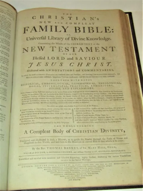 Rev T.Bankes very rare Bible Christian family Bible 1790c New cover 18th Century