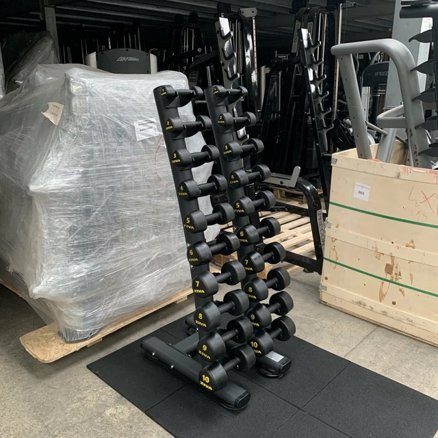 ZIVA RUBBER DUMBBELL Set 1kg 10kg Plus Rack Commercial Gym