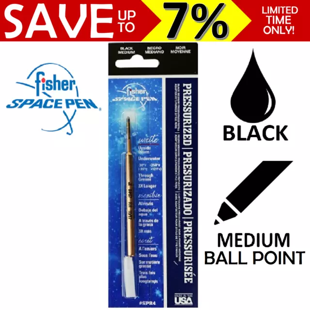 Fisher Space Pen Refill Parker Style Ball Point Write UNDER Water Medium BLACK