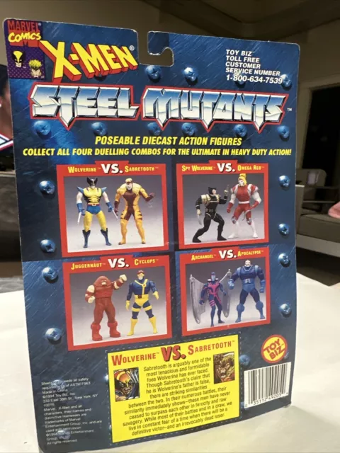1994 X-MEN Steel Mutants Wolverine Vs Sabretooth Action Figures NEW  Die Cast 3