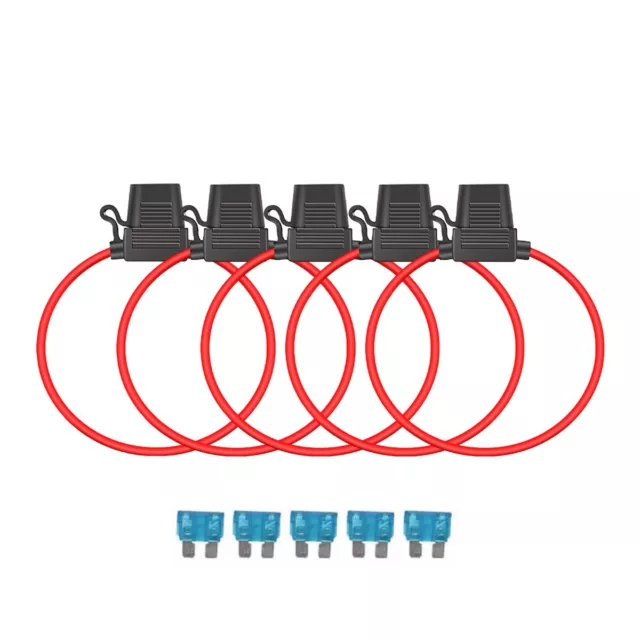 5 Stück Sicherungshalter mit 12 AWG Anschlusskabel und 15A Sicherung