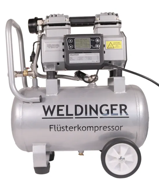 Flüsterkompressor WELDINGER FK 100 Alu pro 900 W 3-9 bar 17 Liter Alutank 12 kg