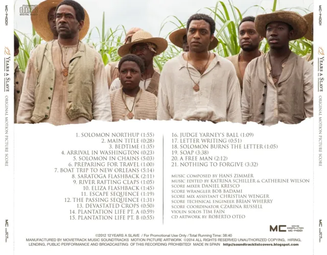 12 Years A Slave Original Score 1CD Hans Zimmer 3