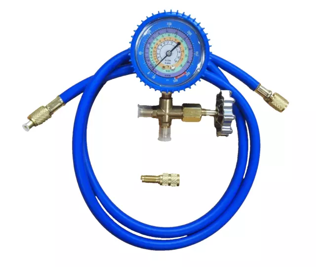 R134a R404a R22 R410a Single Manifold Gauge Hose AC Charging Testing CA-HD96