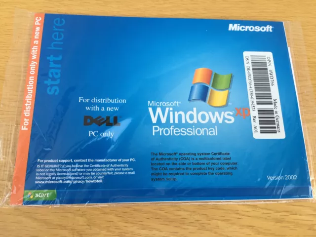 Dell Windows XP Pro Service Pack 2 Reinstallation CD Version 2002 *New & Sealed*