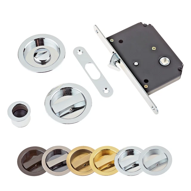 SLIDING DOOR LOCK Handles Bathroom Toilet Door Hook Privacy Pocket