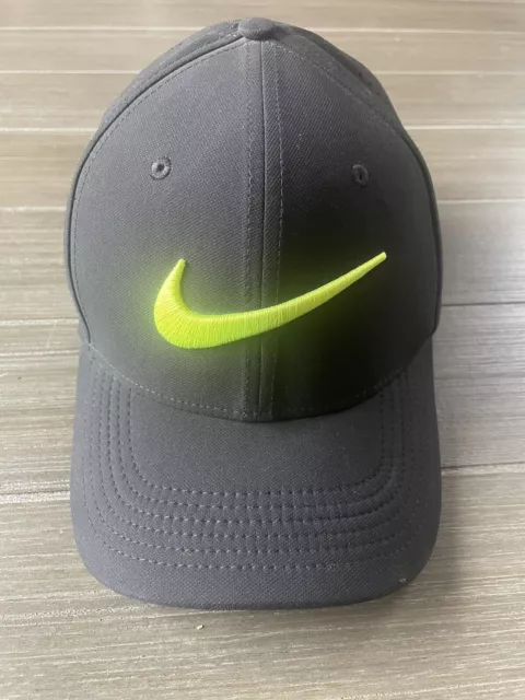 Nike Classic 99 Hat Cap One Size Black With Neon Yellow Swoosh Vented Back