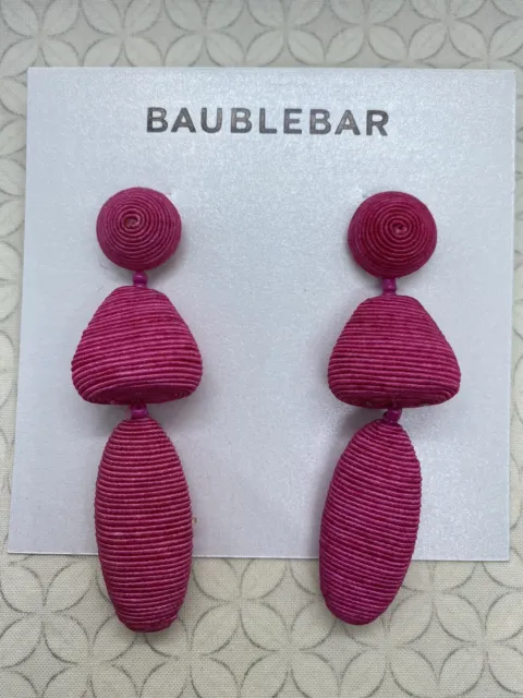BaubleBar Raquel Earrings hot Pink Statement Drop Read description