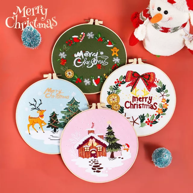 Embroidery Cross Stitch Kits DIY Christmas Embroidery Shed Sewing Kit W/ Pattern