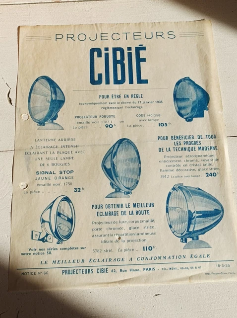 Optique Phare Cibié Pour Vélo Ancien - NOS Plastique - Fabrication Française