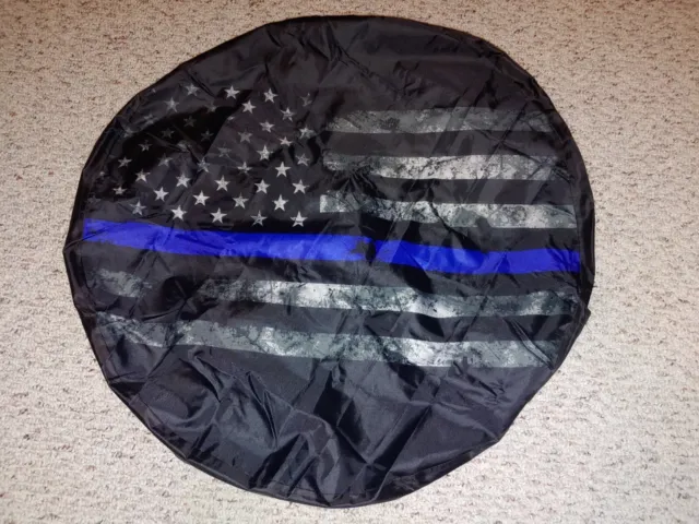 Back The Blue Spare Tire Cover American Flag Police Support